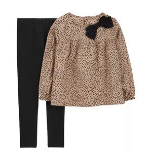 Carter’s Baby‎ Girl 24M Leopard Print Top & Black Leggings Outfit Set